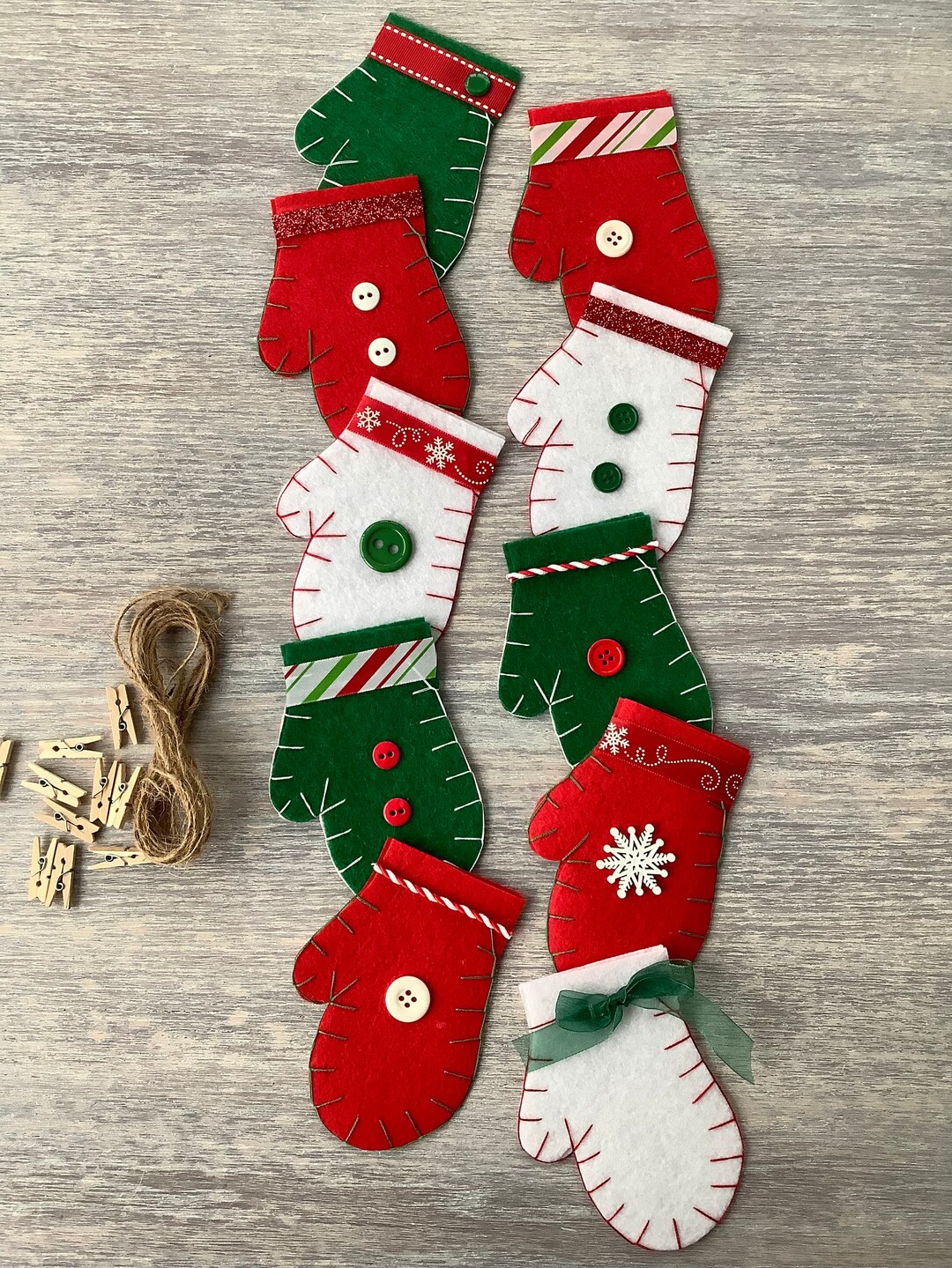 Handmade Felt Mitten Garland Etsy