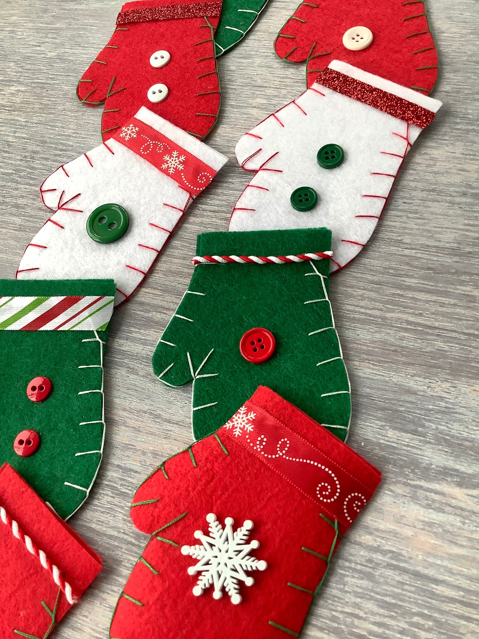 Handmade Felt Mitten Garland Etsy