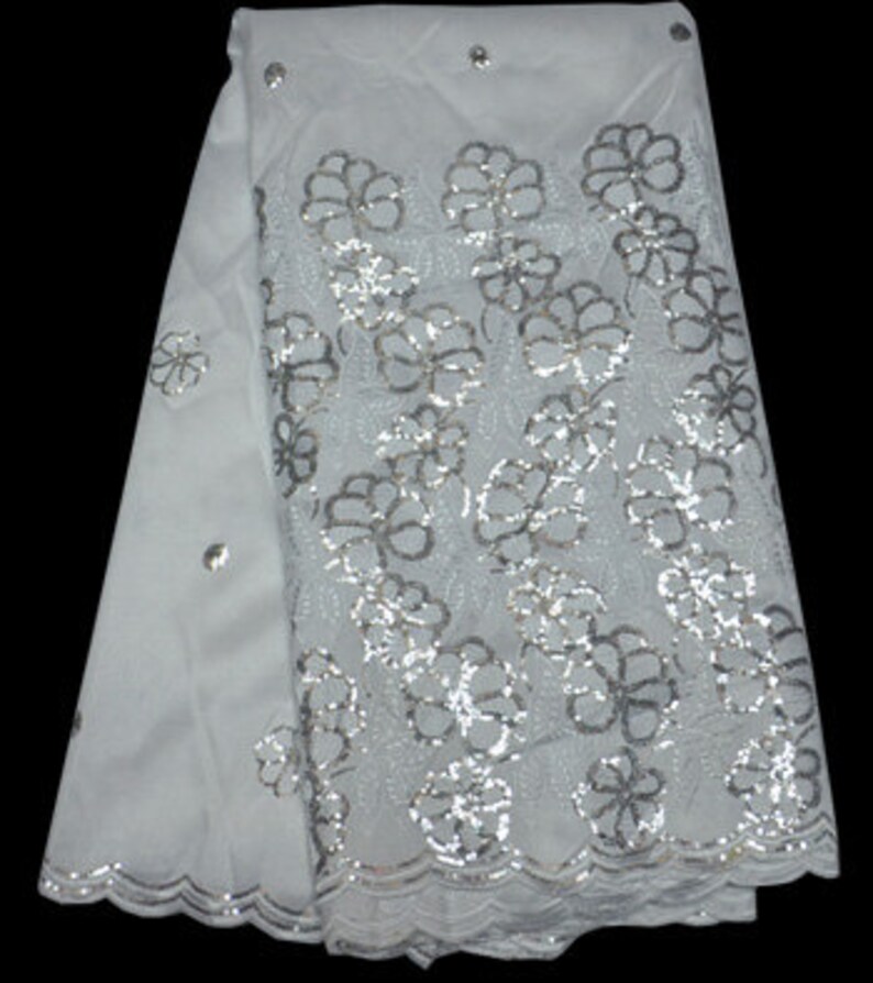 nwe 5yardspc delicated embroidered African george lace fabric white with sequins for dress 4colors in stock GLP02