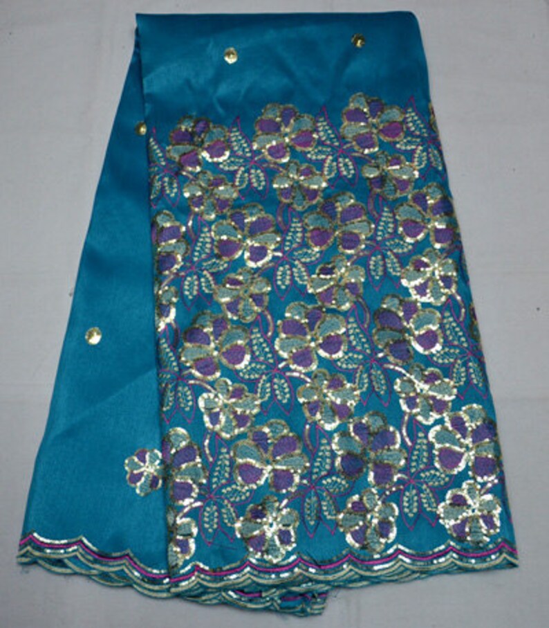 nwe 5yardspc delicated embroidered African george lace fabric white with sequins for dress 4colors in stock GLP02