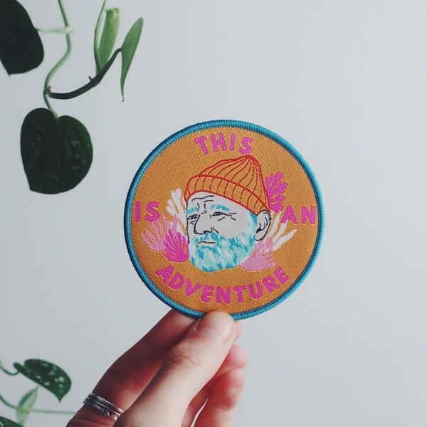 Steve Zissou/Life Aquatic inspired woven patch, wes anderson, decorative patch, bag patch, fan art, bill murray