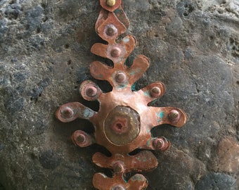 Colgante Solar Druzy y Cobre