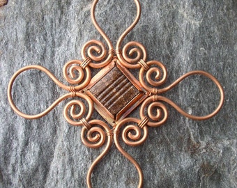 Copper Sun Star with Bronze glass