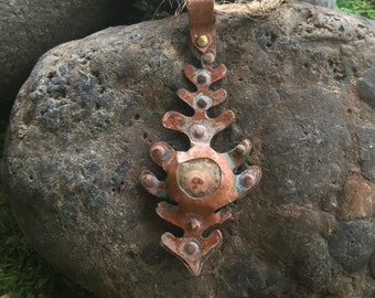 Colgante solar de cobre y druz y cobre