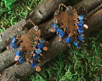 Pendientes Corazón de Cobre y Lapislázuli