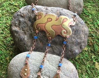 Necklace in Copper, Brass, and Lapis Lazuli