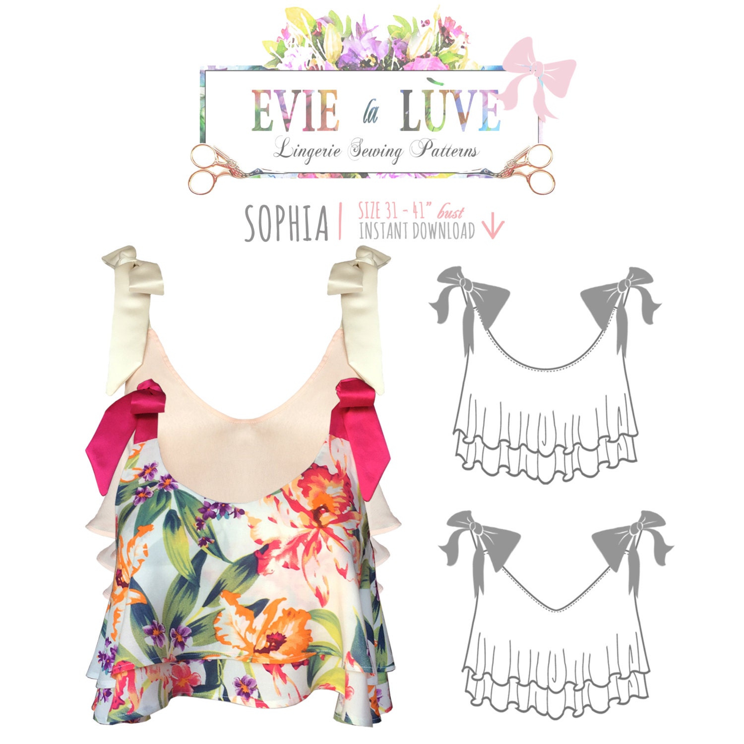Chloe Thong Lingerie Sewing Pattern PDF Instant Download Evie La Luve 