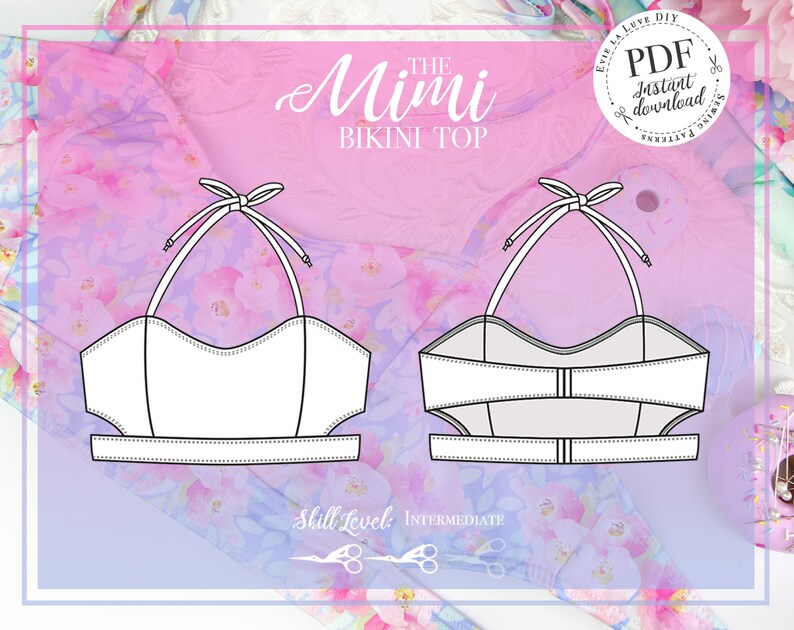 Mimi Bikini top only Sewing Pattern PDF Instant Download image 0.