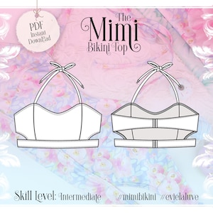 Mimi Bikini top only Sewing Pattern PDF Instant Download Evie la Luve image 1