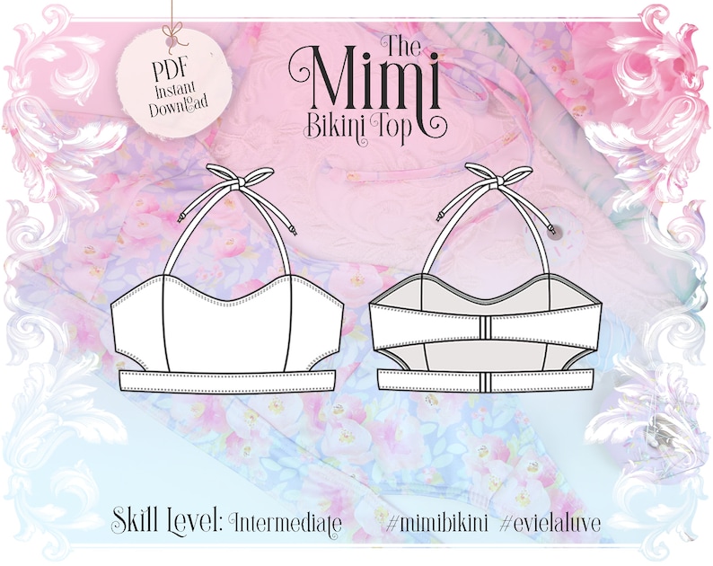 Mimi Bikini top only Sewing Pattern PDF Instant Download Evie la Luve image 1