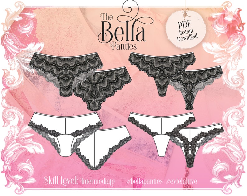 Bella Panties - PDF Instant download Lingerie Sewing Pattern - Evie la Lùve 