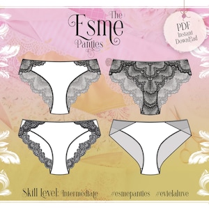 Esme panties Lingerie Sewing Pattern - PDF Instant Download- Evie la Lùve