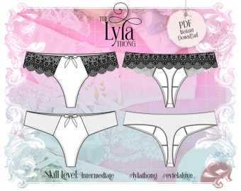 Patrón de costura de lencería Lyla Thong - Descarga instantánea PDF - Evie la Luve