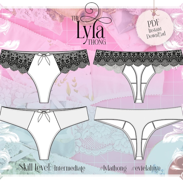 Wzór szycia bielizny Lyla Thong-PDF Instant Download-Evie la Luve