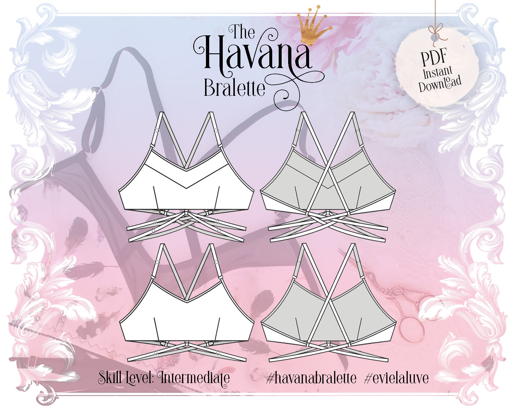 H a V a N a Soft Bralette Sewing Pattern PDF Instant Download Evie La Luve  