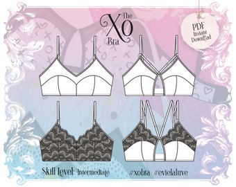 Xo bra Lingerie Sewing Pattern - PDF Instant Download - Evie la Lùve