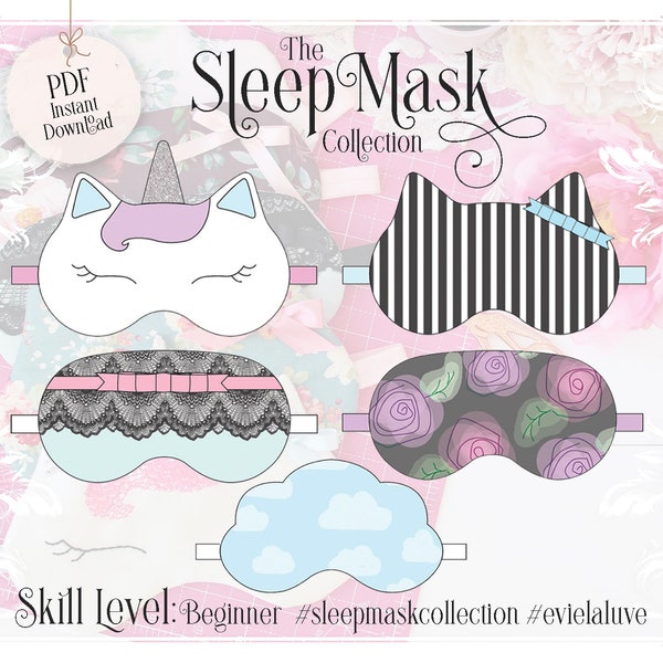 Sleep Mask Sewing Pattern Bundle - PDF Instant Download - Evie la Luve