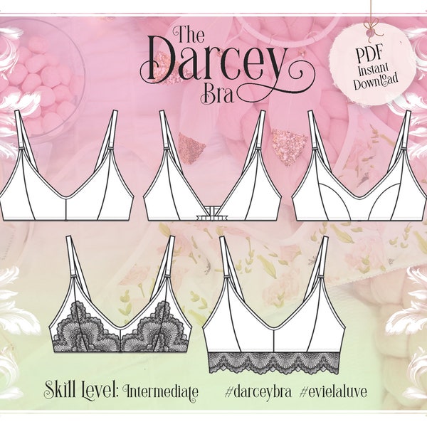 Patrón de costura Darcey Soft Bra - Descarga instantánea PDF - Evie la Luve