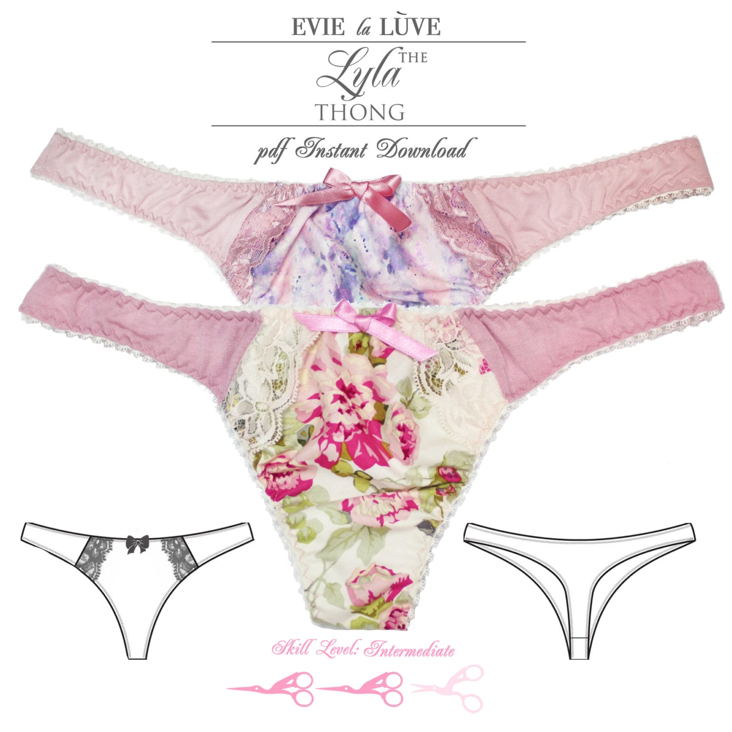 DIGITAL Lingerie Sewing Pattern Lyla Thong pdf Instant Etsy