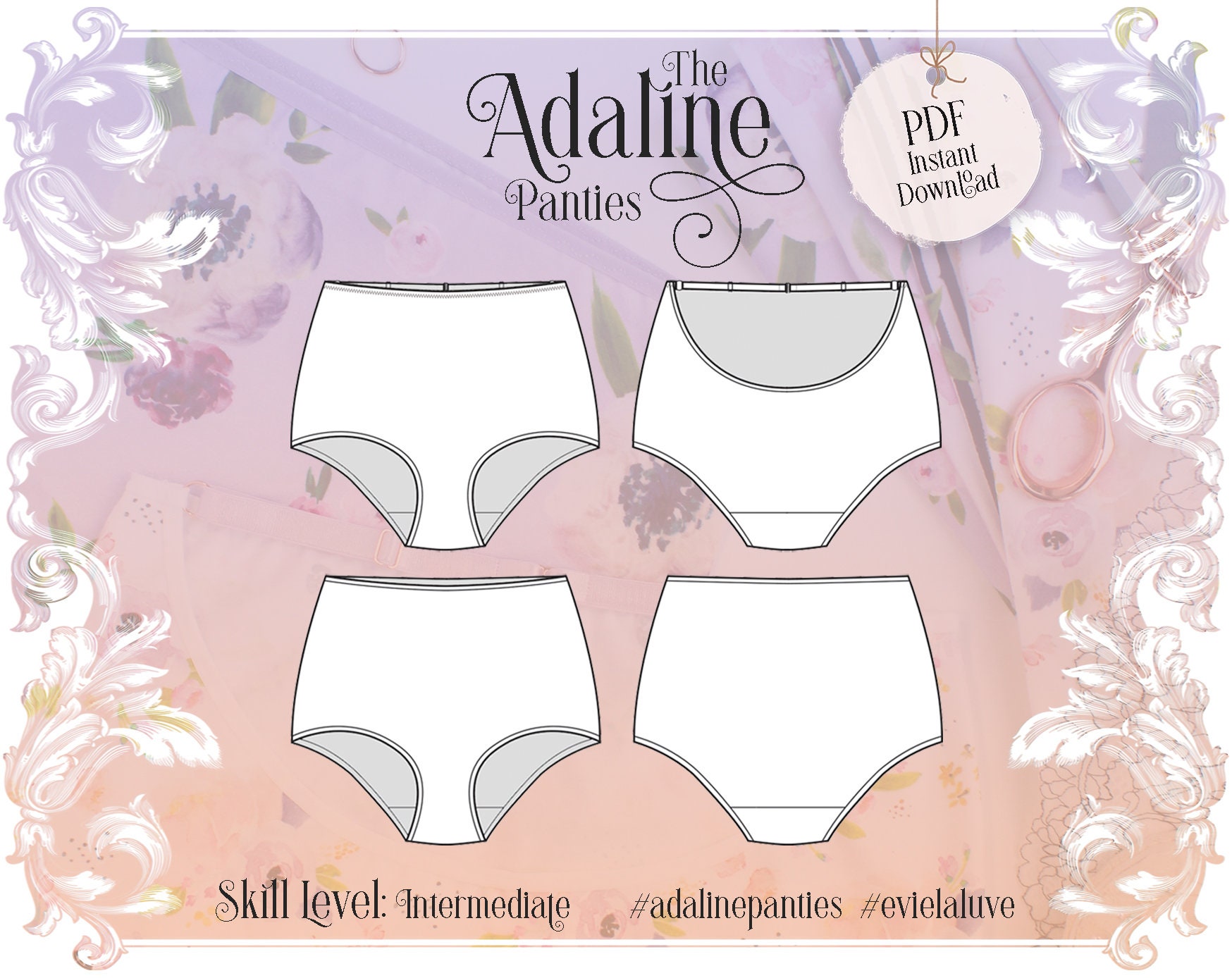 Adaline High Waist Panties Sewing Pattern & Classic High Waist Panties PDF  Instant Download Evie La Lùve 