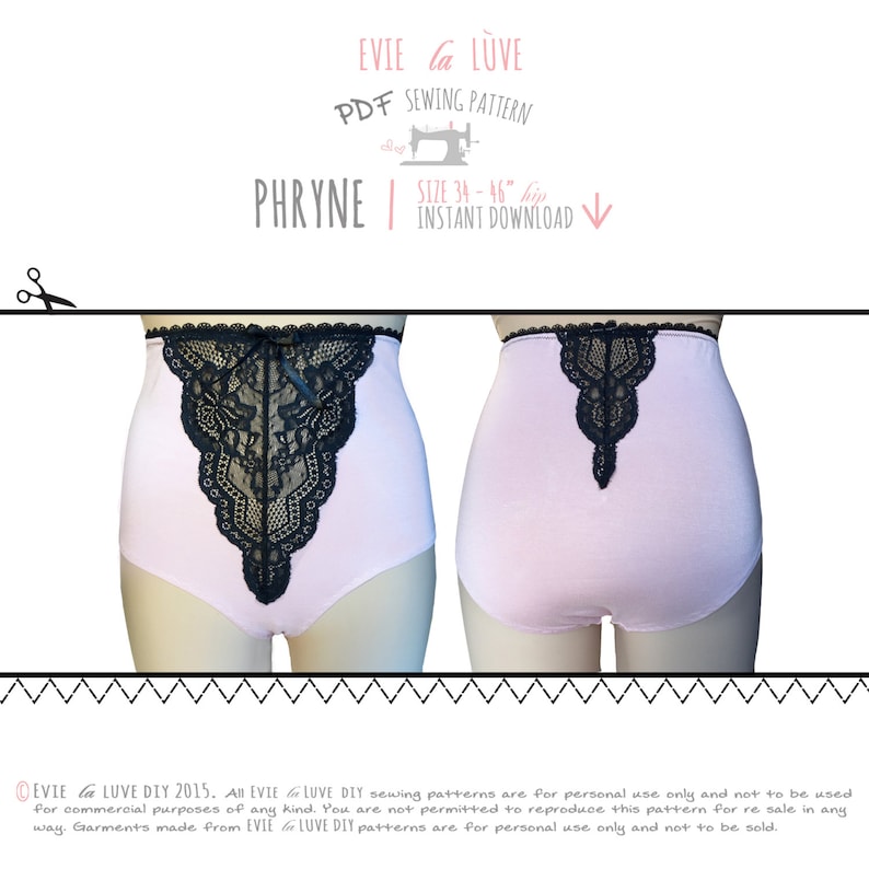 DIGITAL lingerie Sewing Pattern Phryne High Waisted Knickers/Panties pdf E2008 from EVIE la LUVE image 2
