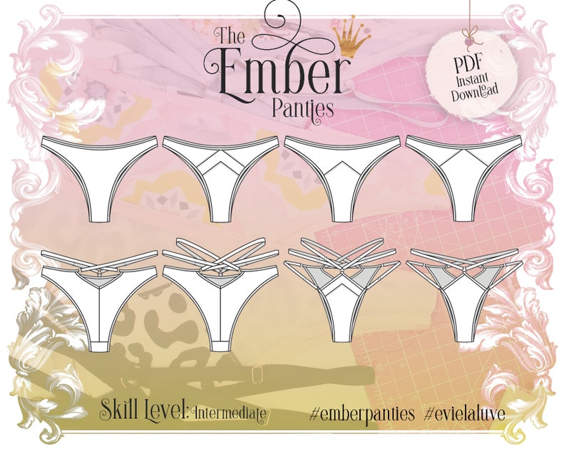 Ember Panties Lingerie Sewing pattern PDF Instant Download Evie la Luve image 1