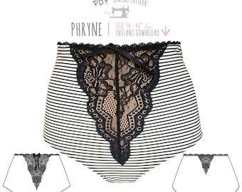 DIGITAL lingerie Sewing Pattern - Phryne High Waisted Knickers/Panties - pdf - E2008 from EVIE la LUVE