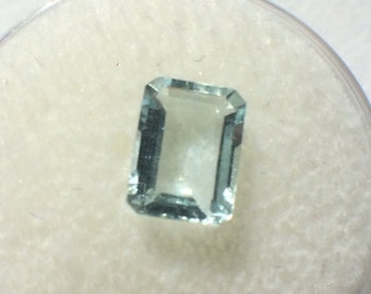 Natural Aquamarine faceted - Emerald cut - Beryl 8x6x4 - 1.55 ct