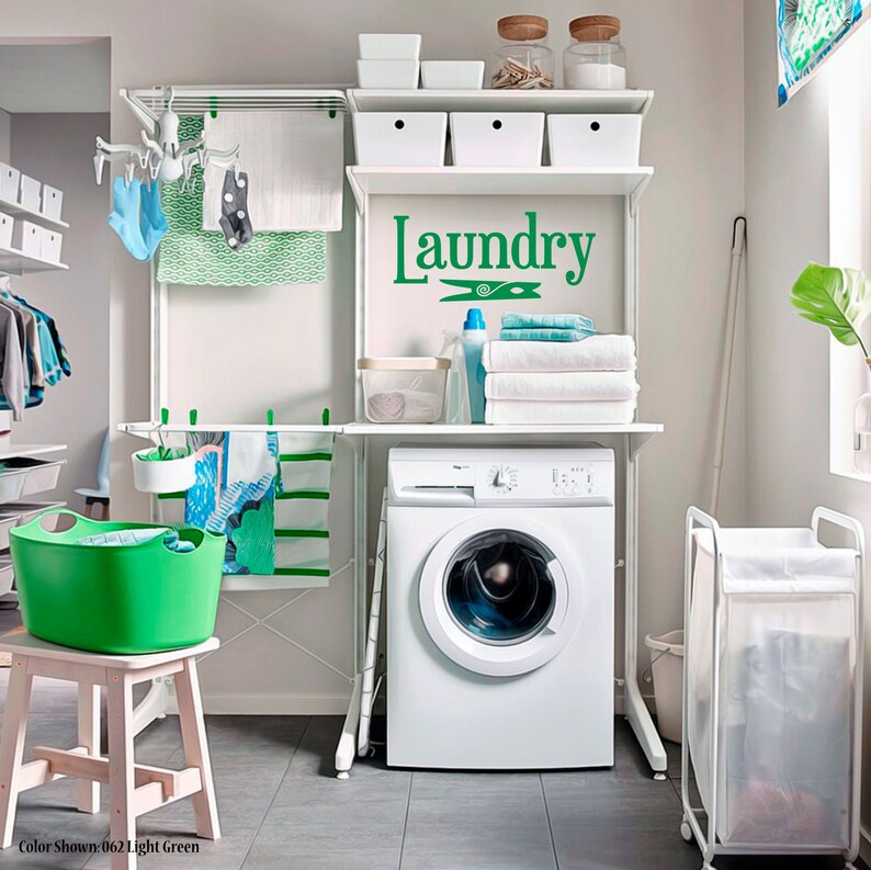 LAUNDRY CLOTHESPIN, Laundry Decal, Vinyl Letters, Vinyl Wall Quotes ...