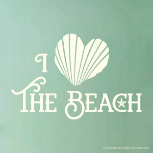 I LOVE THE BEACH,vinyl wall decal,beach decor,seashell wall decal,wall quote decal,beach wall decal,rv decal,kitchen decal,ocean wall art