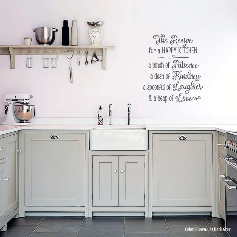 Recipe for a HAPPY KITCHEN vinyl wall quotes wall quote Etsy