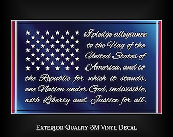 JURAMENTO A LA BANDERA, calcomanía de I promise, calcomanía de bandera, calcomanías para camiones, estrellas y rayas, bandera estadounidense, calcomanía para automóvil, calcomanía para RV, patriótico, estados unidos, ee.uu.