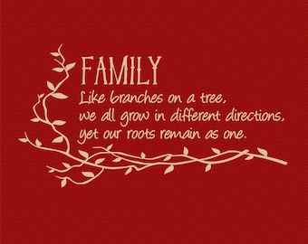 Family like branches on a tree,family wall decal,vinyl wall decals,vinyl wall quotes,christian wall art,religious wall decal,family,tree,svg