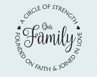 Family wall decal,christian wall art,vinyl wall decals,vinyl wall quotes,wall quote decals,family a circle of strength,kitchen decals,bible