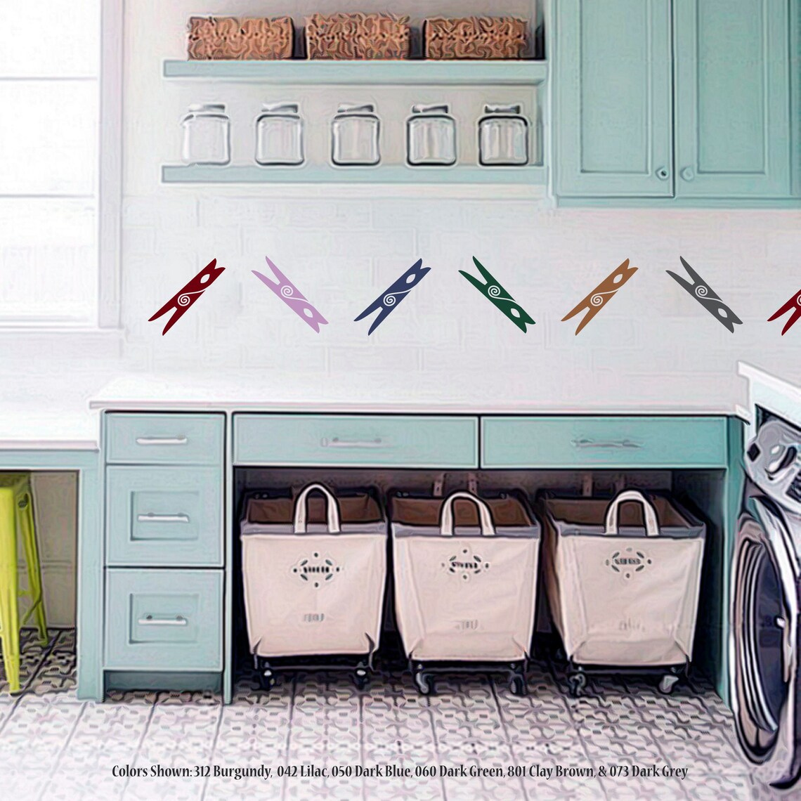 CLOTHESPINS Laundry Decal Vinyl Wall Quotes Wall Quote - Etsy