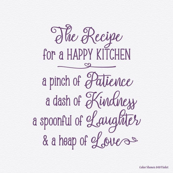 Recipe for a HAPPY KITCHEN vinyl wall quotes wall quote | Etsy