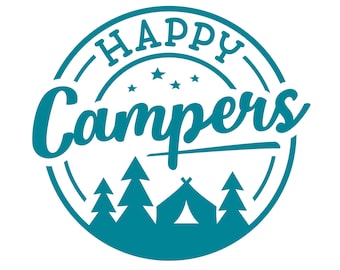 HAPPY CAMPERS,vehicle decals,rv decal,truck decals,car decals,camping signs,camper sign,RV accessories,hiking decal,country decal,motorhome