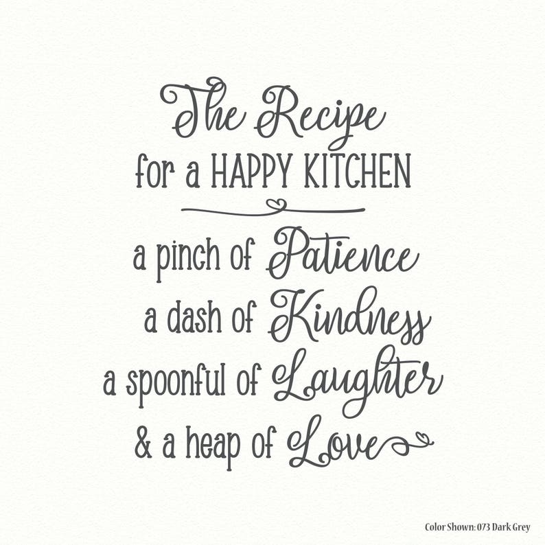 Recipe for a HAPPY KITCHEN vinyl wall quotes wall quote Etsy