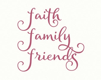 FE AMIGOS DE LA FAMILIA, calcomanía de pared religiosa, arte de pared cristiana, calcomanías de pared de vinilo, calcomanía de pared familiar, citas de pared de vinilo, calcomanías de cocina, como para mí