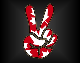 CANADA FLAG,PEACE,Team Canada,Canadian,maple leaf,70s style, truck decaldas, calcomanías de automóviles, laptop, Macbook, Ipad, signo de paz, calcomanía de vinilo, calcomanía rv, amor