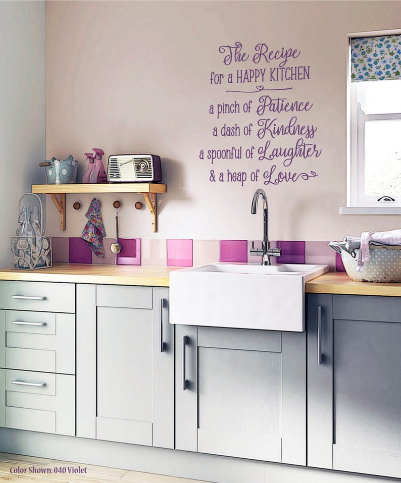 Recipe for a HAPPY KITCHEN vinyl wall quotes wall quote Etsy