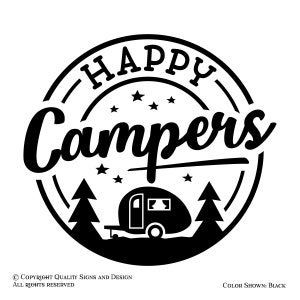 HAPPY CAMPERS,travel trailer,camper decal,vehicle decals,RV decal,truck decals,camping decals,vinyl letters,motor home decal,pop up camper