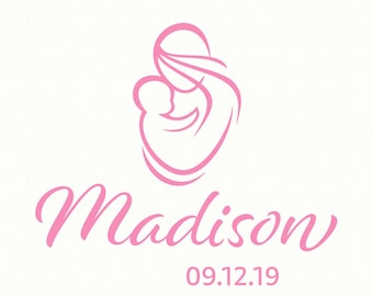 BABY WALL ART, fecha de nacimiento, calcomanía de pared de vinilo, letrero de nombre de bebé, calcomanía de cita de pared, calcomanía de pared familiar, calcomanía de pared de niña, cuna, decoración de guardería de niños, monograma