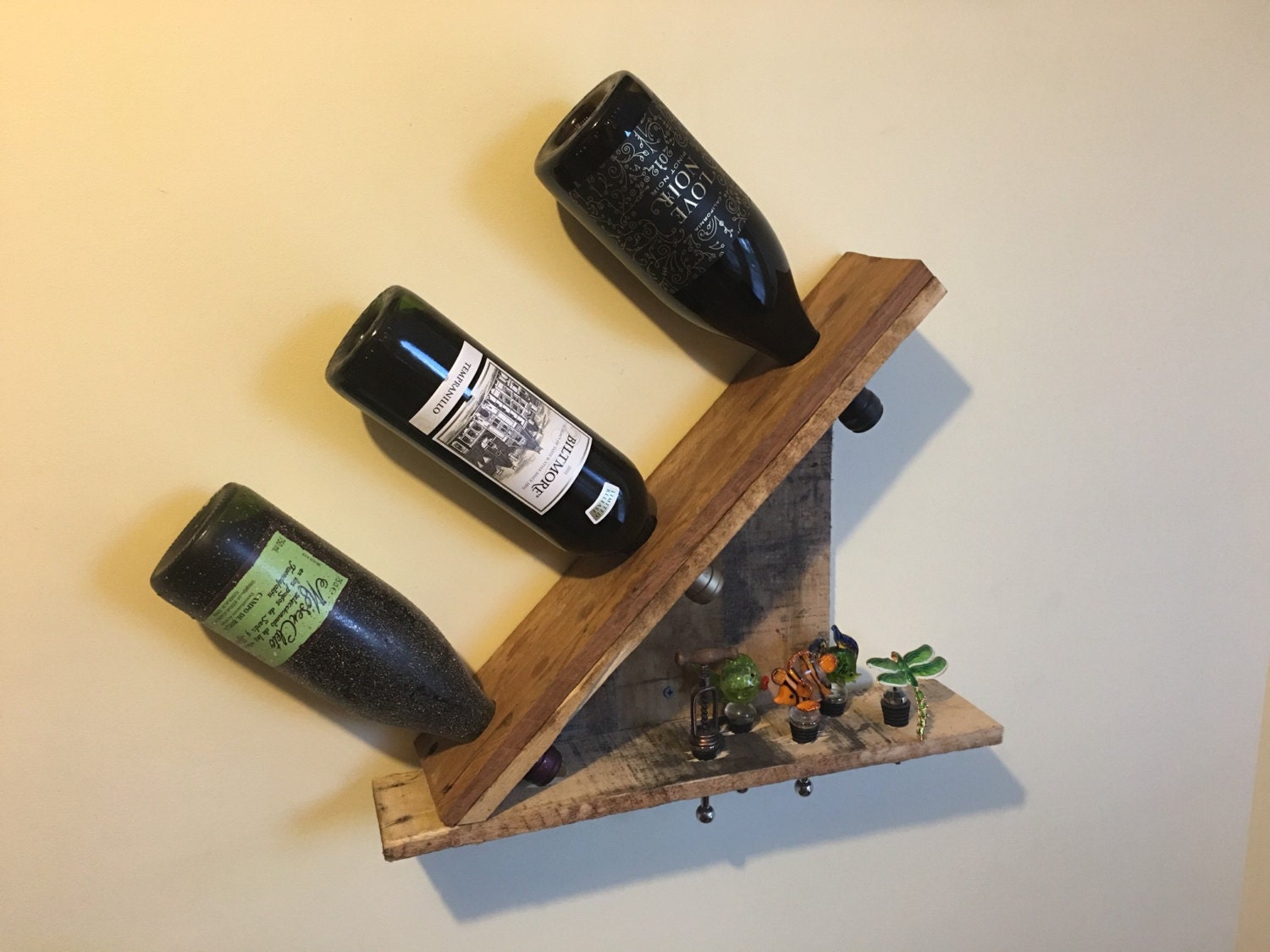 Angled 3 Bottle Wine Rack Etsy