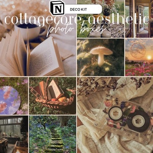 Cottagecore Aesthetic Notion Bundle + Free Notion Template | Cottage core themed digital deco for digital planning and organization