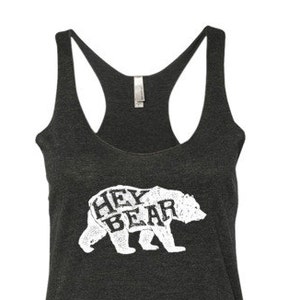 Hiking Tank - Outdoorsy Shirt - Hey Bear Hikers Tee - Activewear Flowy Workout Top - West Coast zdjęcie 2