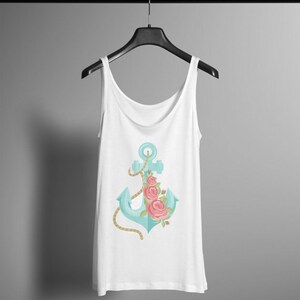 Anchor Tank - Nautical Tee - Yoga Flowy Activewear Shirt - Tattoo Vintage Graphic Tee