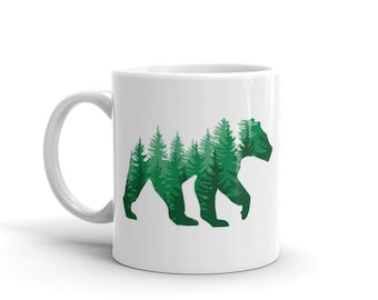 Bear & Forest Ceramic Mug: Hiking, Camping, Adventure Gift