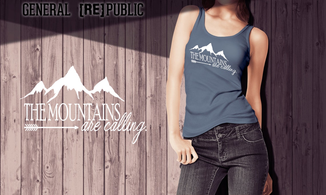 The Mountains Are Calling Shirt Tank Top Outdoorsy Tee Womens Ladies