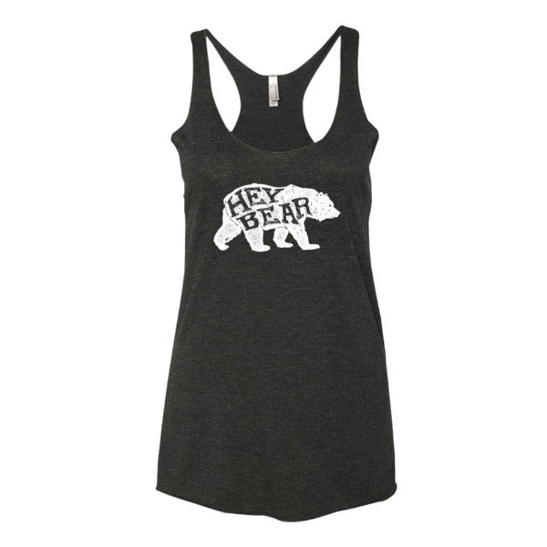Hiking Tank - Outdoorsy Shirt - Hey Bear Hikers Tee - Activewear Flowy Workout Top - West Coast zdjęcie 2